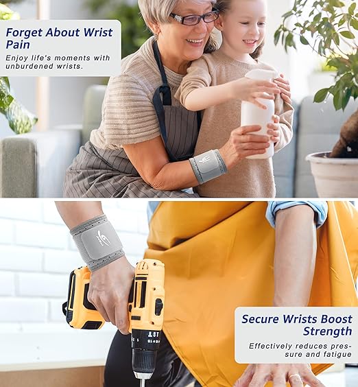 HiRui Wrist Brace (2 PCS) - Adjustable Compression for Carpal Tunnel Arthritis Tendonitis Sprain Pain Relief | Wrist Support Wrist Wraps for Both Hands, Ideal for Sports & Gym Workouts (Gray)