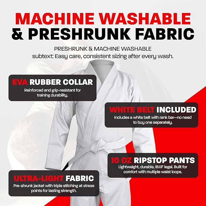 Hawk Sports Brazilian Jiu Jitsu Gi for Men and Women with Jacket, Pants, and White Belt for Martial Arts Training