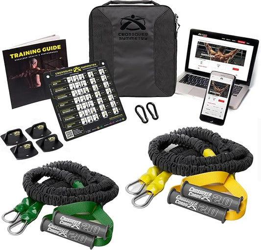 Crossover Symmetry Shoulder System Includes Two Sets of Resistance Bands Attachments Training Guide Exercise Chart Online Workouts for Home Fitness Rehab Rotator Cuff Exercises