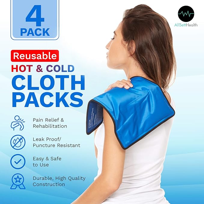 4 Pack XXL Reusable Hot and Cold Gel Ice Packs for Injuries | Cold Compress, Ice Pack, Gel Ice Packs, Cold Pack, ice Pack, Cold Packs for Injuries | 11x14.5 in