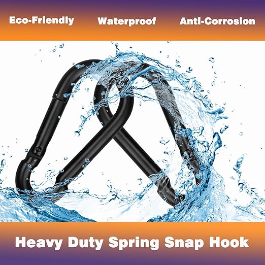 60PCS 3'' Spring Snap Hook Carabiners, M8 5/16Inch Galvanized Steel Quick Link Carabiner Clips, Heavy Duty Spring Clips Link Buckle for Outdoors Fishing Camping Hammock Dog Leashes,Black