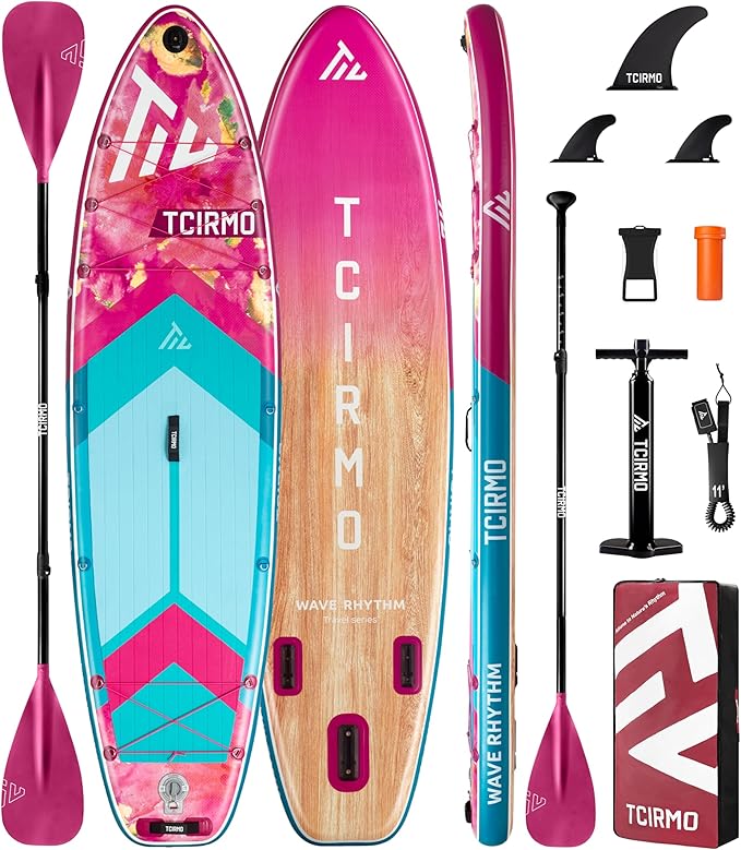 Inflatable Stand Up Paddle Board for Adults with Seam Welded Technology, 10'6''x33''x6'', Durable SUP with Dual-Blade Paddle and Complete Accessories, 390 lbs Capacity, Beginner-Friendly