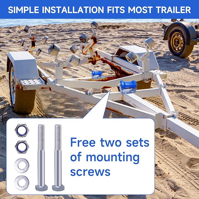 4INCH/5INCH Updated Boat Trailer Rollers with Brackets Blue Keel Roller Assembly Galvanized Steel