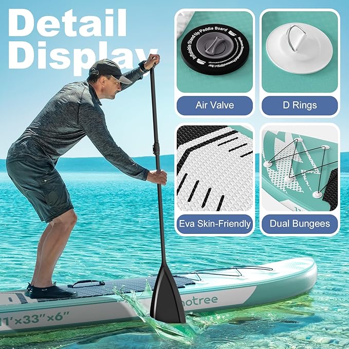 Inflatable Stand Up Paddle Board (6'' Thick) - Premium SUP Board with Durable SUP Accessories & Non-Slip Deck | Includes Paddle Pump & Backpack | for Adults/Youth