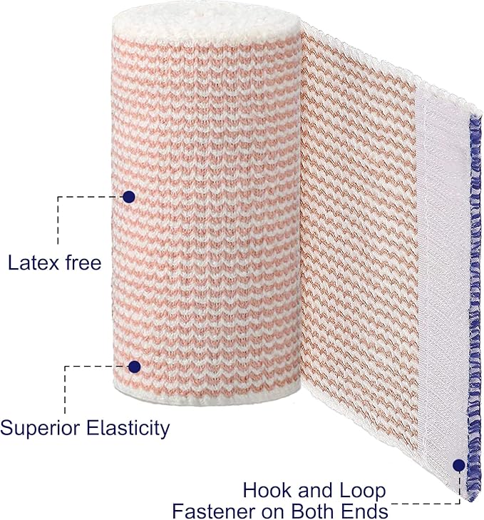 24 Pack Elastic Bandage Wrap (6x2”, 6x3, 6x4, 6x6) Compression Bandage Wrap with Hook and Loop Closure on Both Ends Self Adhesive Bandage Wrap for Sports, Medical, and Injury Recovery