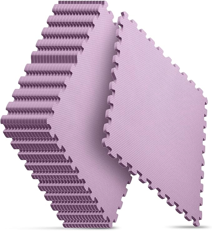 Home Gym Mat, Puzzle Exercise Mat, EVA Interlocking Foam Floor Tiles for Home Workout Equipment and Kids' Play Areas - Blue, 24 in x 24 in x ½ in - (Pink, 16 Pack(64 SQ FT))