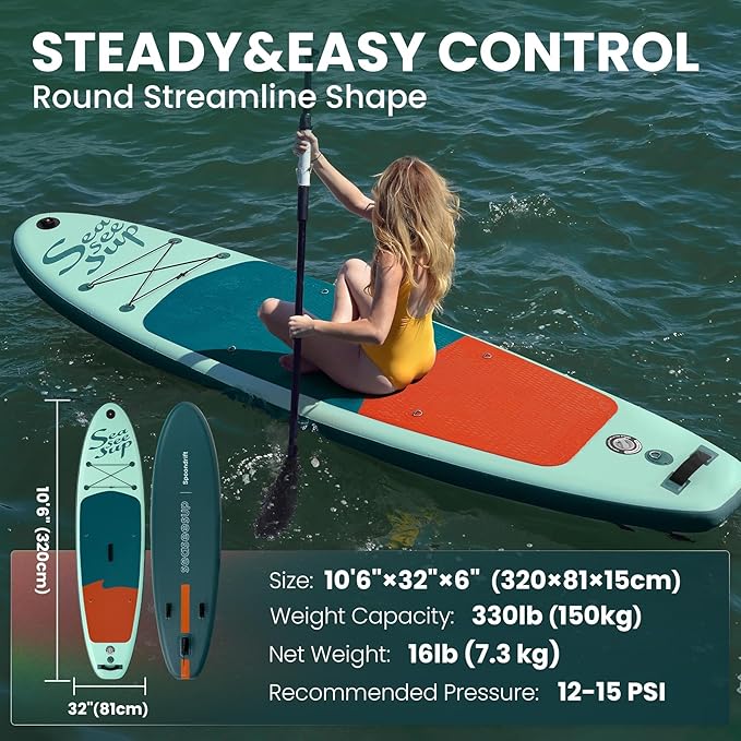 Inflatable Stand Up Paddle Board with Sup Board Accessories, Durable, Lightweight,Wide Stable Design,Wide Non-Slip Deck, Non-Slip Comfort Deck Pink Paddle Board for Women & Girls
