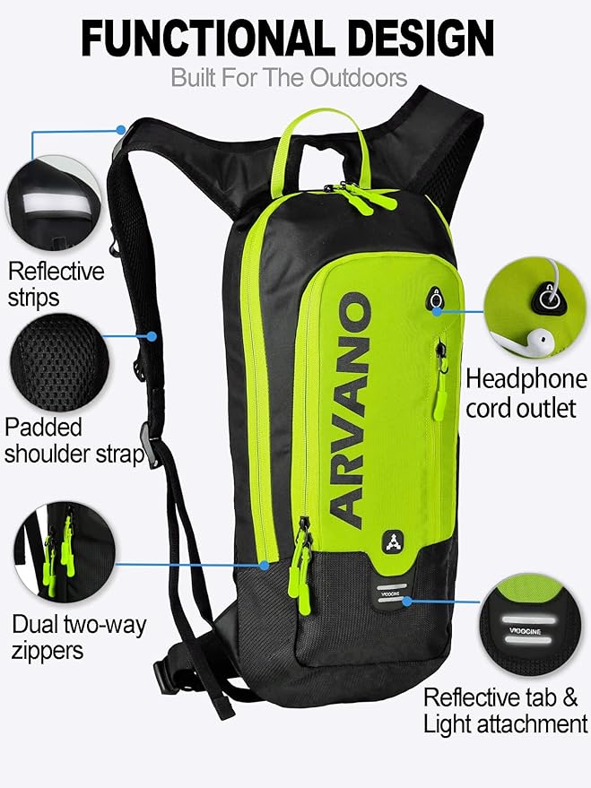 Hydration Backpack, Lightweight Hydration Pack with 2L Water Bladder, 6L Water Backpack for Men Women Cycling, Hiking, Mountain Biking, Skiing