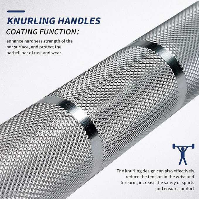 7ft Olympic Barbell Bar 45LB Load 1500lbs Capacity Available, for Gym Home Exercises, Weightlifting, Powerlifting for 2" Olympic Plates