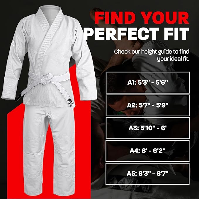 Hawk Sports Brazilian Jiu Jitsu Gi for Men and Women with Jacket, Pants, and White Belt for Martial Arts Training