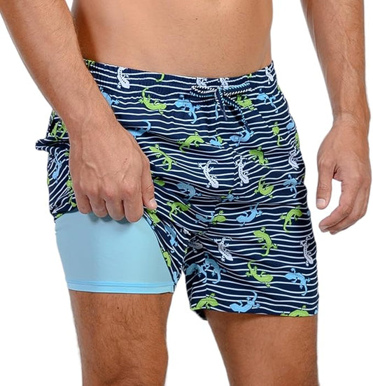INGEAR Men's Athletic Stretch Workout Shorts Gym Quick Dry Running Trunks Boxer Lining