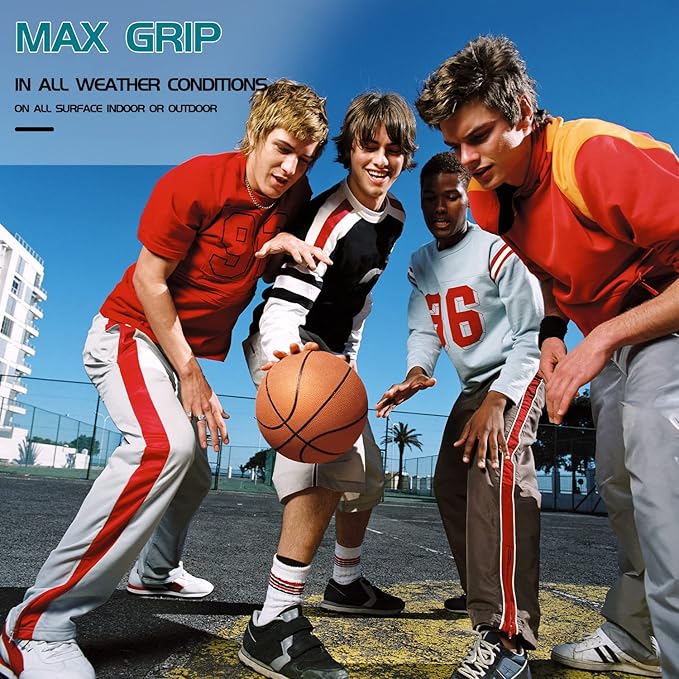 6 Pack 29.5" Official Size 7 Basketball Balls Inflatable with Pump for Men and Women for Outdoor, Indoor or Training, Mens Adult Basketball