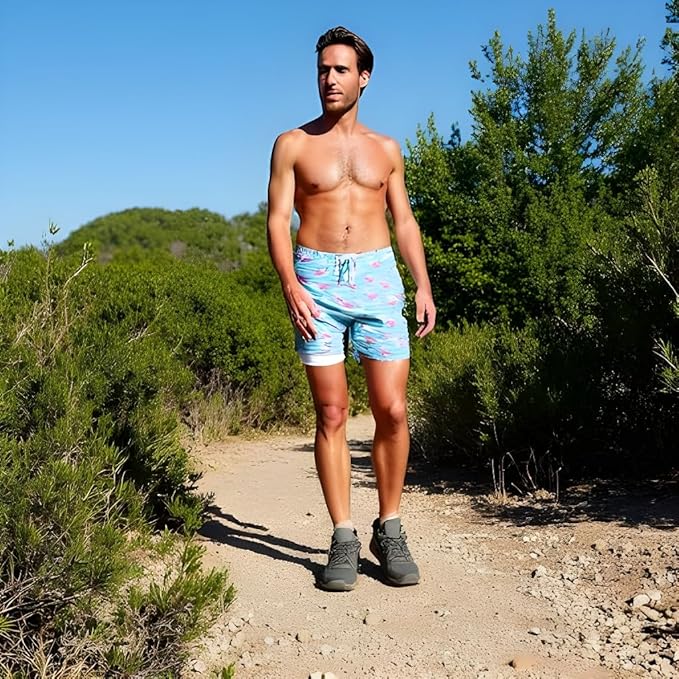 INGEAR Men's Athletic Stretch Workout Shorts Gym Quick Dry Running Trunks Boxer Lining