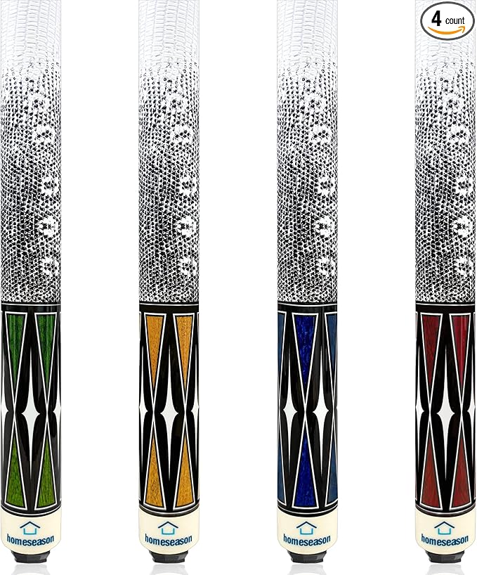 HomeSeason Pool Cue Stick 58" Billiard Cue Sticks 3D Printed Grip Professional Low Deflection Pool Sticks Maple Wood Pool Sticks 13mm Tip