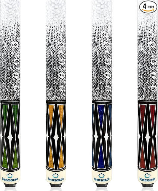 HomeSeason Pool Cue Stick 58" Billiard Cue Sticks 3D Printed Grip Professional Low Deflection Pool Sticks Maple Wood Pool Sticks 13mm Tip