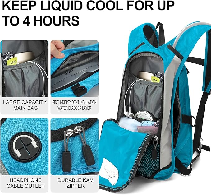 Hydration Pack Backpack, Lightweight Water Backpack with 2L Leakproof Hydration Bladder Daypack for Men Women,Running Hydration Vest for Outdoor Trail