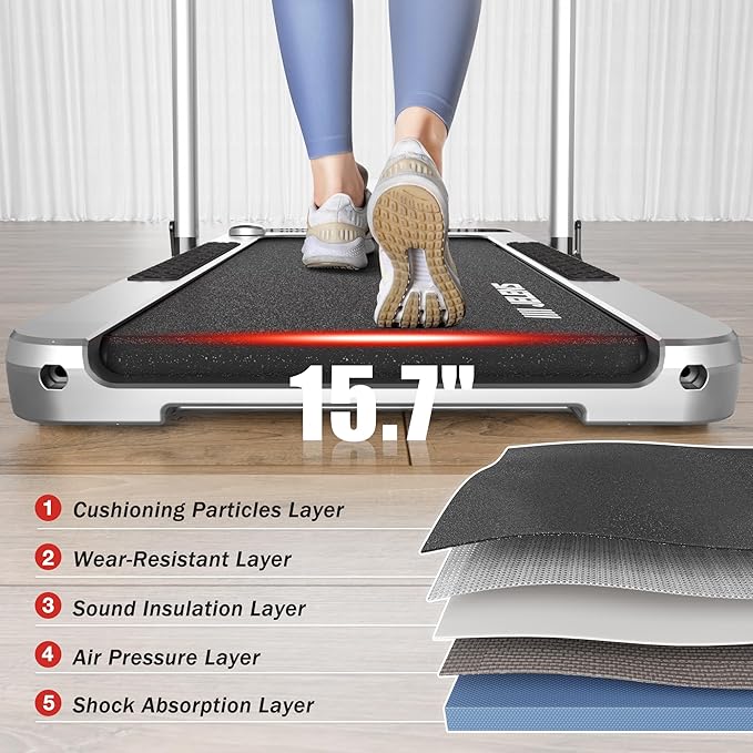 Treadmill for Home Office with Incline, 2-in-1 Portable Walking Pad with 330LBS Weight Capacity, 2.5HP Folding Treadmills with Gesture Sensing Control and Led Display