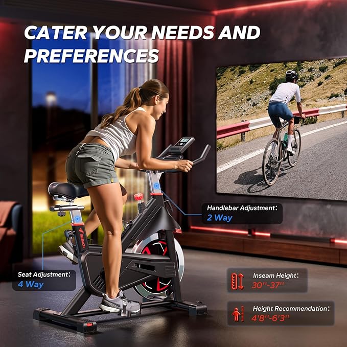 MERACH Magnetic Exercise Bike, Indoor Cycling Bike with Self-Developed App, 350 lbs Weight Capacity & 40 lbs Flywheel, Stationary Bike for Home Gym Fitness