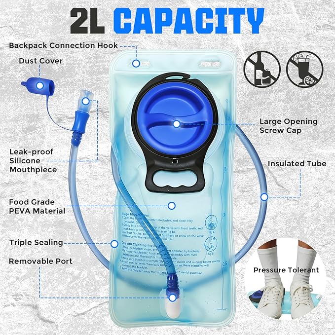 Hydration Vest with 2L Water Bladder for Men and Women,Lightweight Adjustable Hydration Backpack,Reflective Running Hydration Chest Bag for Hiking Climbing Cycling