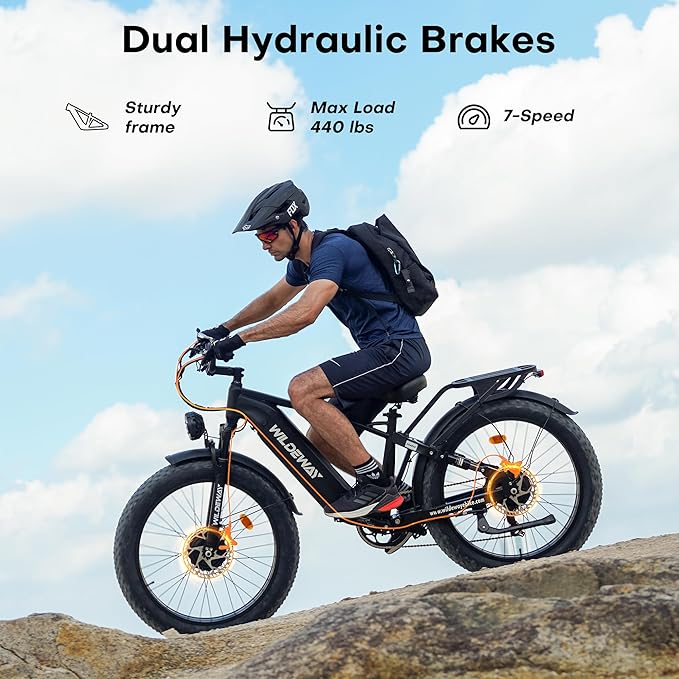 2600W Dual Motor Electric Bike for Adults 48V 30AH Removable Battery 32MPH 26" Terrain Fat Tire 80 Miles Long Rang Mountain Bike Full Suspension with Hydraulic Disc Brake UL2849 Certified Bicycle