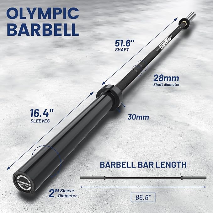 7ft Olympic Barbell Bar 45LB Load 1500lbs Capacity Available, for Gym Home Exercises, Weightlifting, Powerlifting for 2" Olympic Plates