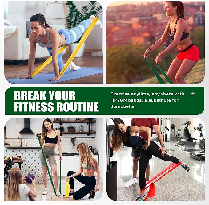 Resistance Bands, Exercise Bands, Physical Therapy Bands for Strength Training, Yoga, Pilates, Stretch Elastic Band with Different Strengths, Workout Bands for Home Gym