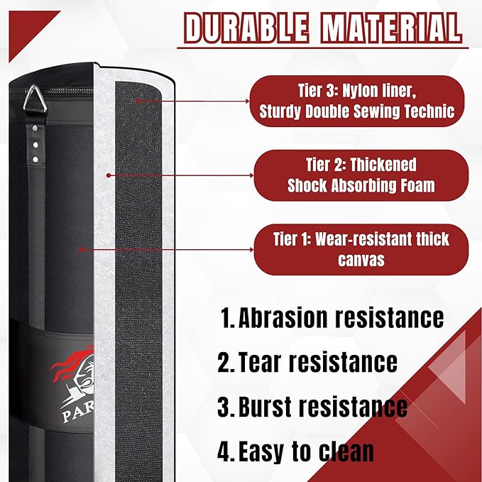 Hanging Punching Bag for Adults, 4ft New Upgrade Canvas Heavy Boxing Bag Set, Punching Bag with 12oz Boxing Gloves for MMA Kickboxing Muay Thai Training Home(Unfilled)