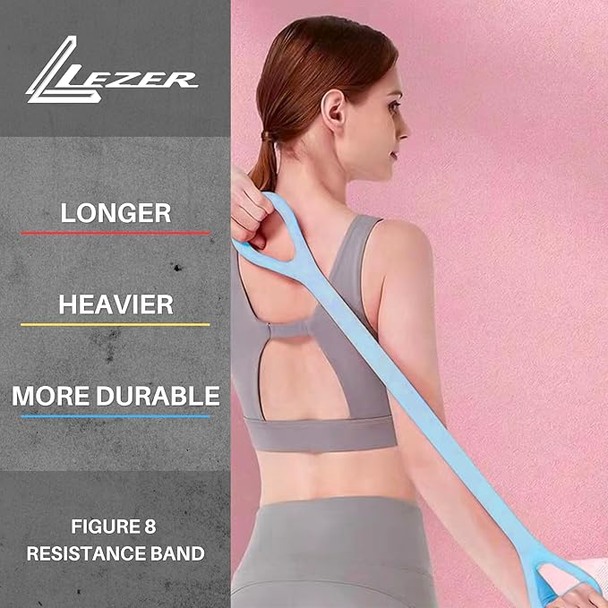 LEZER Figure 8 Resistance Band, Fitness Elastic Rope, Execrise Workout for Arm, Back, Chest and Shoulder, Yoga, Pilates, Stretching, Physical Therapy Equipment