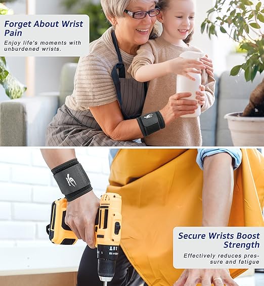 HiRui Wrist Brace (2 PCS) - Adjustable Compression for Carpal Tunnel Arthritis Tendonitis Sprain Pain Relief | Wrist Support Wrist Wraps for Both Hands, Ideal for Sports & Gym Workouts (Black)