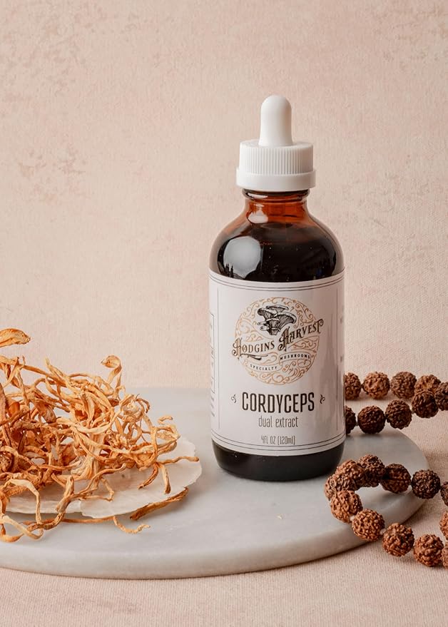 Hodgins Harvest Organic Cordyceps Tincture | Made with Mushrooms Grown On Our Farm in The USA | Dual Extract | Extra-Concentrated (4 fl oz)