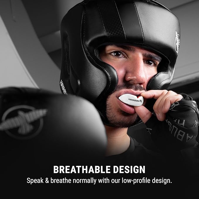 Hayabusa Combat Sports Mouth Guard Youth, Kids and Adult Sizes Comes with Case - White/Red, Adult