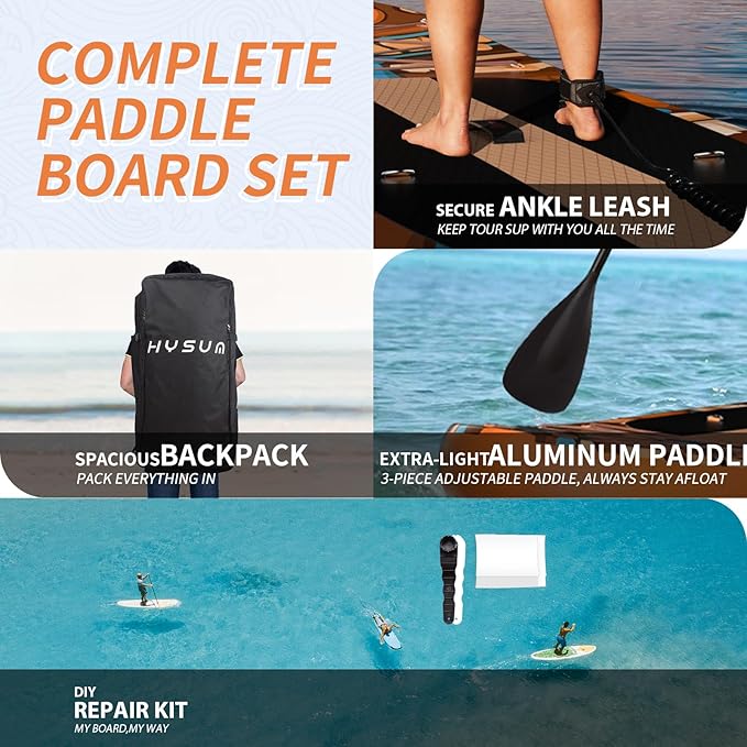 Inflatable Stand Up Paddle Board, 10'x30''x6'' Ultra-Light Paddleboards for All Skill Levels with SUP Accessories, Paddle, Fins, Leash, SUP Pump, Backpack