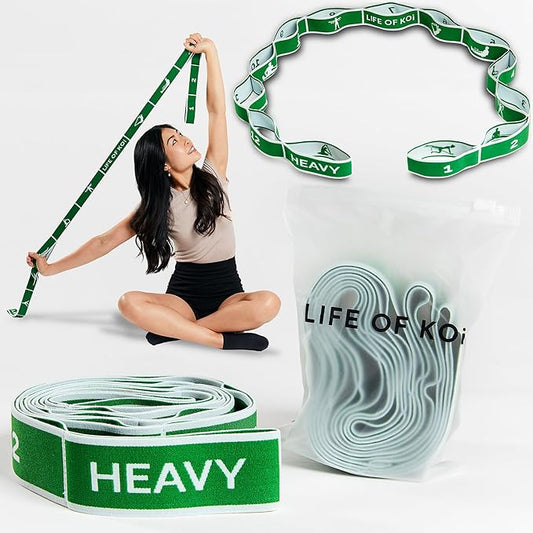 Stretching Strap: HEAVY Resistance Band, Stretch Strap with Loops for Yoga, Pilates, Dance, Physical Therapy, Gymnastics, Yoga Strap for Stretching, Workout, Flexibility