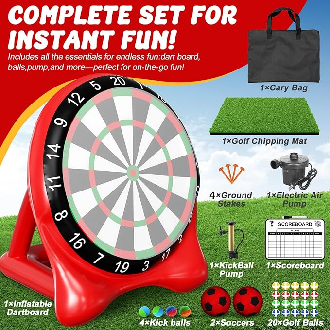 Inflatable Soccer Dart Board, Giant Kick Darts,Indoor Outdoor Lawn Yard Games for Kids Adults Family, Big Jumbo Carnival Games for Party | 6ft Dart Boards with Pump Accessories