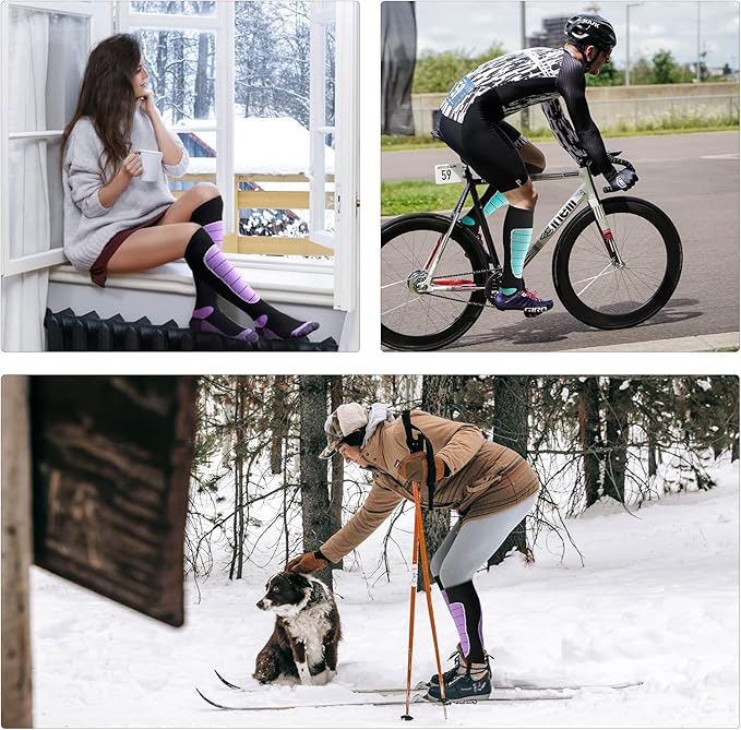 Hylaea Merino Wool Ski Socks, Cold Weather Socks for Snowboarding, Snow, Winter, Thermal Knee-high Warm Socks, Hunting