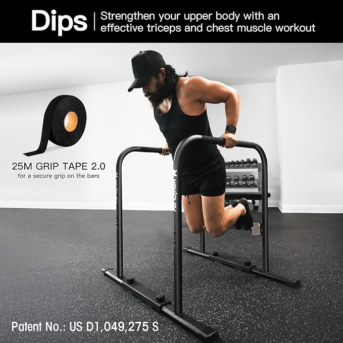 2025 Upgrade World's Best Strongest Premium Dip Bars With Adjustable Ultra-Stable Settings & Non-Slip Feet - USA Original Patent, Designed, Shipped, Warranty