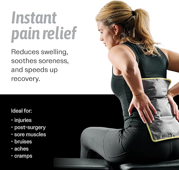 Hot & Cold Reusable Gel Packs (Large, 1 Pack) Flexible Soft Compress - Ice & Heat Therapy for Injuries, Back, Shoulder, Hip, Knee, Joint Pain, Swelling, Bruises, Post Surgery - Sport Temp