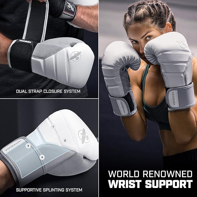 Hayabusa T3 Boxing Gloves for Men and Women Wrist and Knuckle Protection, Dual-X Hook and Loop Closure, Splinted Wrist Support, 5 Layer Foam Knuckle Padding