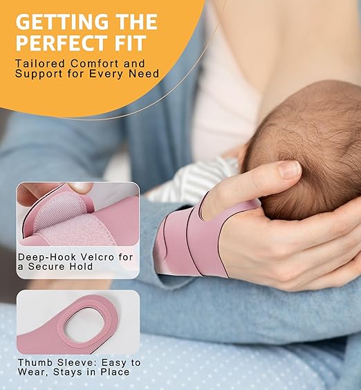 2 Pack Thin Compression Wrist Brace for Men & Women, Adjustable Elastic Wrist Support for Carpal Tunnel Arthritis Tendonitis Sports Pain Relief, Soft & Comfortable Day/Night Wrist Wraps (Pink)