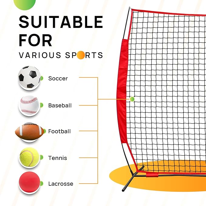 7x7ft/12x9ft/16x10ft/20x10ft Barricade Backstop Net, Sports Barrier Net, Multi-Sport Net with Carry Bag, Protective Screen for Practice- Baseball, Softball, Lacrosse, Soccer, Basketball, Tennis