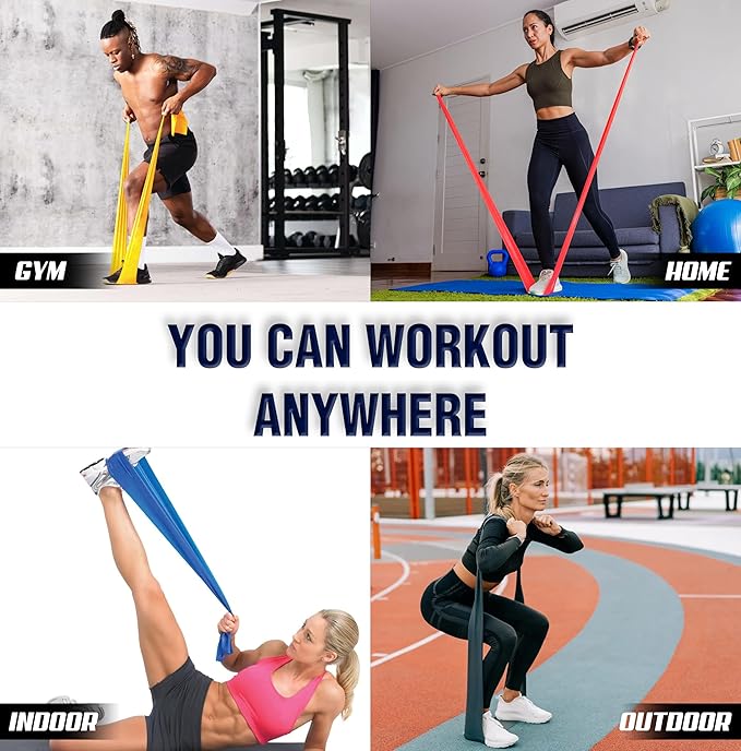 Exercise Resistance Bands for Working Out Set of 5 for Women and Men, Stretch Bands for Exercise, Physical Therapy, Arms Legs Workout, Stretching, Home Fitness