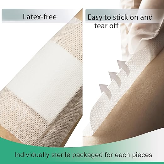 4X14 Inches Extra Large Sterile Adhesive Island Wound Dressing Bandages - Non Woven Bordered Gauze Pads, 25 Individually Pack,Medical Grade by QICHUANG(4X14INCHES-C25)