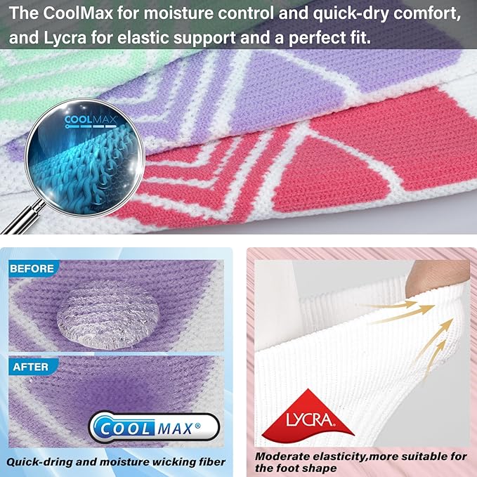 Hylaea Quarter Athletic Running Socks No Blister, Cushion Moisture Wicking Socks for Cycling Sport