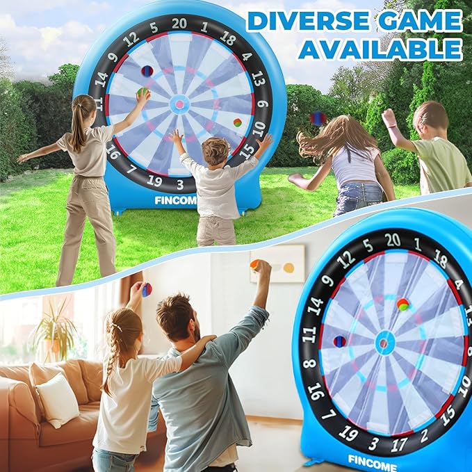 Inflatable 6ft Giant Dartboard, Golf Darts Kick Darts, Soccer & Throw Darts Game with Pump, 2 Kickball, 4 Throw Balls, 20 Golf Balls, Chipping Mat, Giant Dart Board Target Yard Games