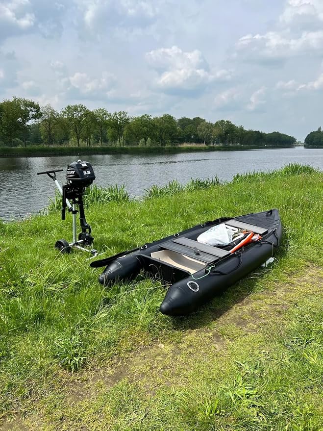 2 Person Inflatable Durable Fishing Kayak Armoured PVC Watercraft with Motor Mount Stern - 130'' x 43'' x 11.8