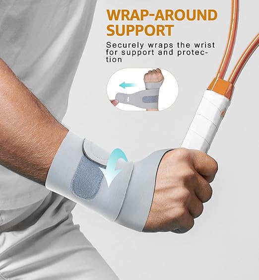2 Pack Thin Compression Wrist Brace for Men & Women, Adjustable Elastic Wrist Support for Carpal Tunnel Arthritis Tendonitis Sports Pain Relief, Soft & Comfortable Day/Night Wrist Wraps (Gray)