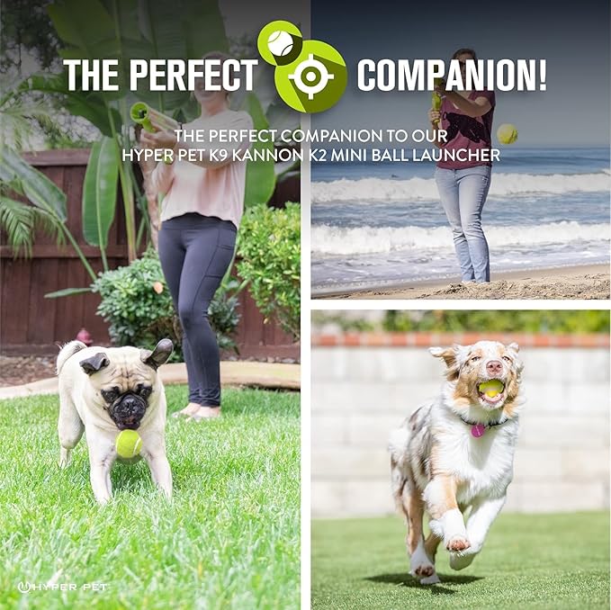 Hyper Pet MINI Tennis Balls for Dogs, Safe Dog Ball for Exercise & Training, Interactive Toys work with Hyper Pet K9 Kannon MINI Launcher - 4 Pack Green