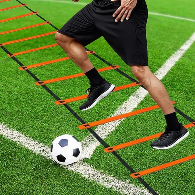 20 Pcs Sport Agility Ladder Speed Training Equipment Set,with 19FT Agility Ladder,Running Parachute,12 Soccer Cones for Kids Youth Adults Basketball Football Soccer Training