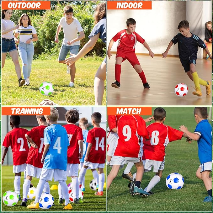 6 Pcs Operation Christmas Soccer Ball Bulk with Pump Needles, Size 3 4 5 Deflated Soccer Ball Gift for Youth Adult Game Training Practice Christian Charity Donation Supplies
