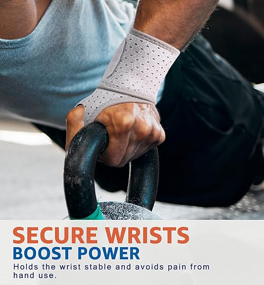 HiRui Breathable Wrist Brace (2 Pack) for Relieve Wrist Pain from Carpal Tunnel, Arthritis, Tendonitis, Sprain, TFCC | Adjustable Wrist Wraps Support for Weightlifting, Tennis - Fits All (Gray)